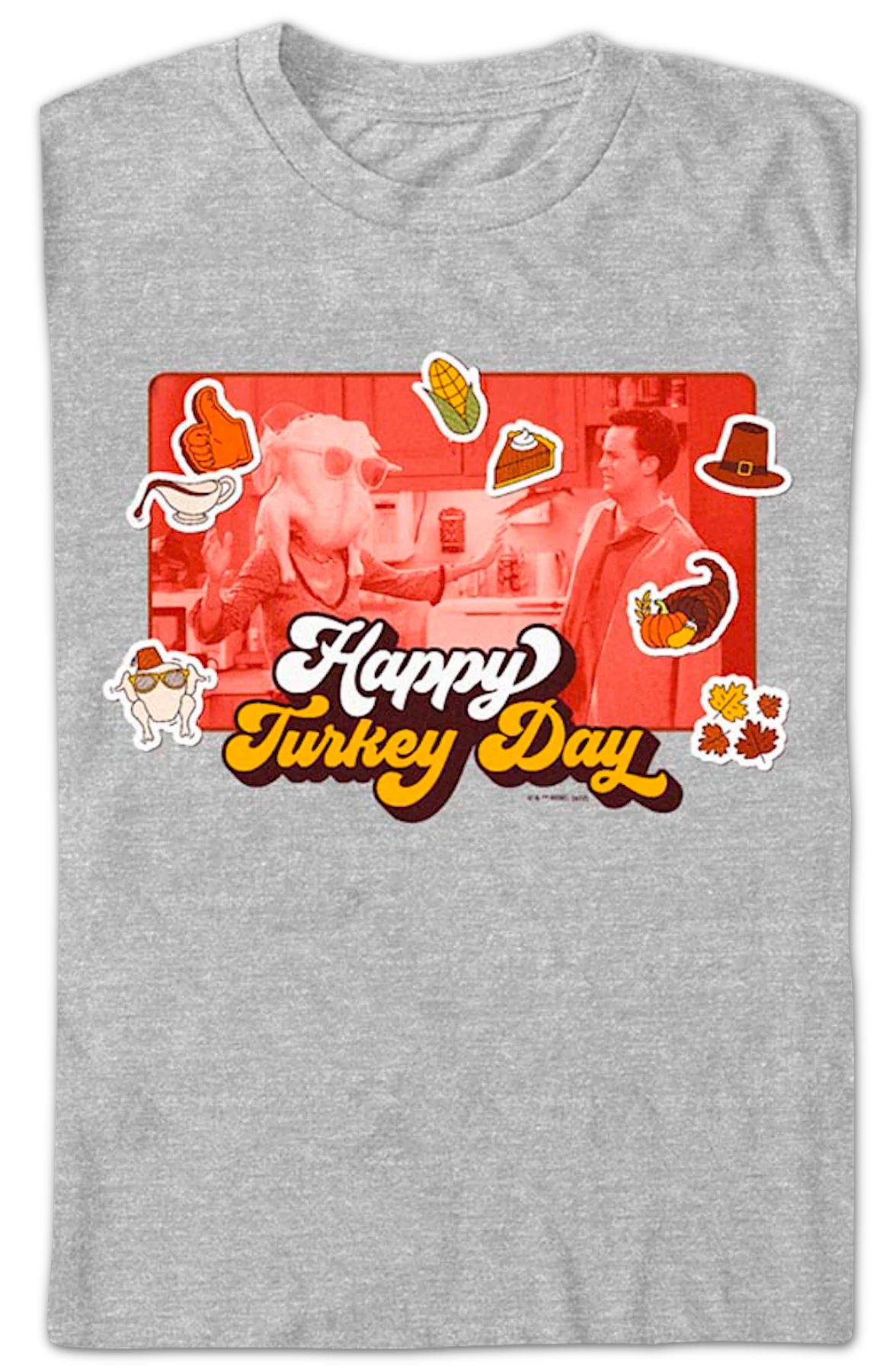 Happy Turkey Day Collage Friends T-Shirt - Image 2