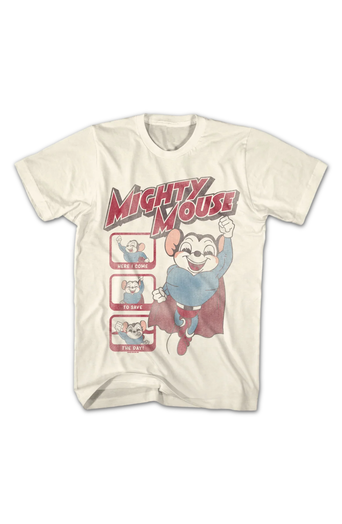 Here I Come To Save The Day Collage Mighty Mouse T-Shirt - Image 2