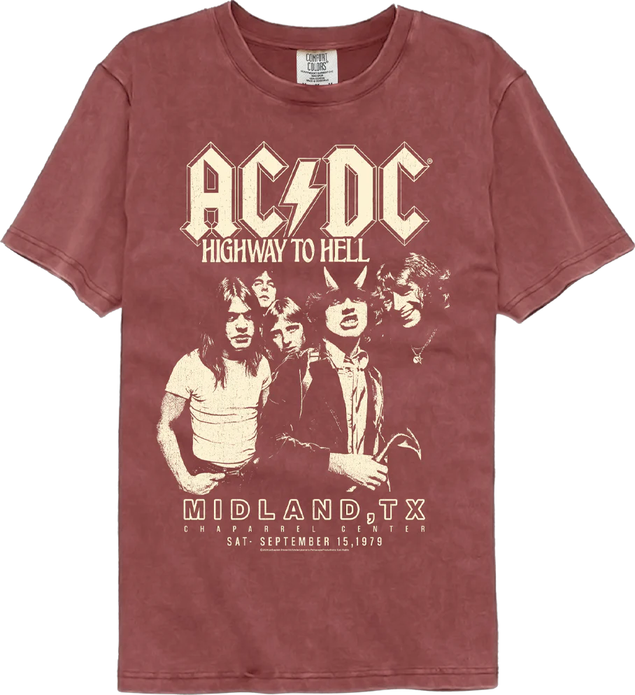 Highway To Hell Chaparrel Center ACDC Comfort Colors Brand T-Shirt