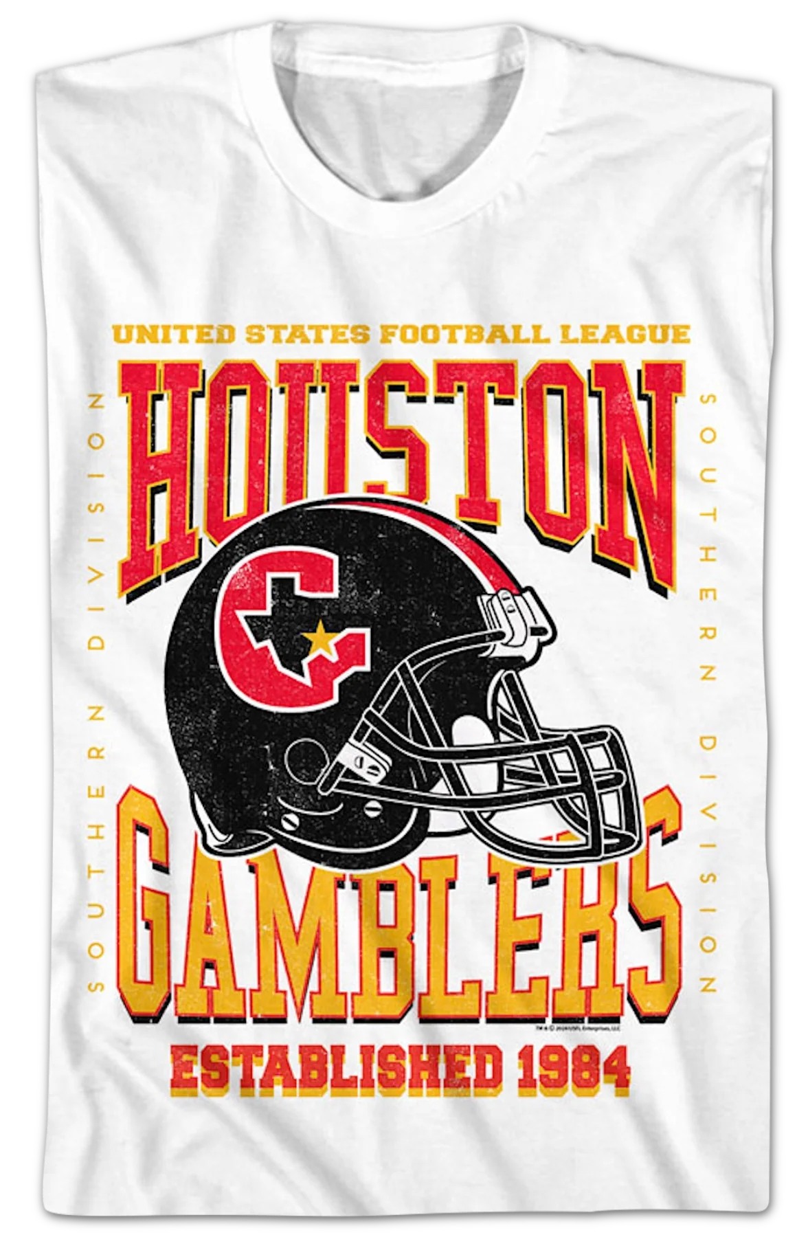 Houston Gamblers Established 1984 USFL T-Shirt - Image 2