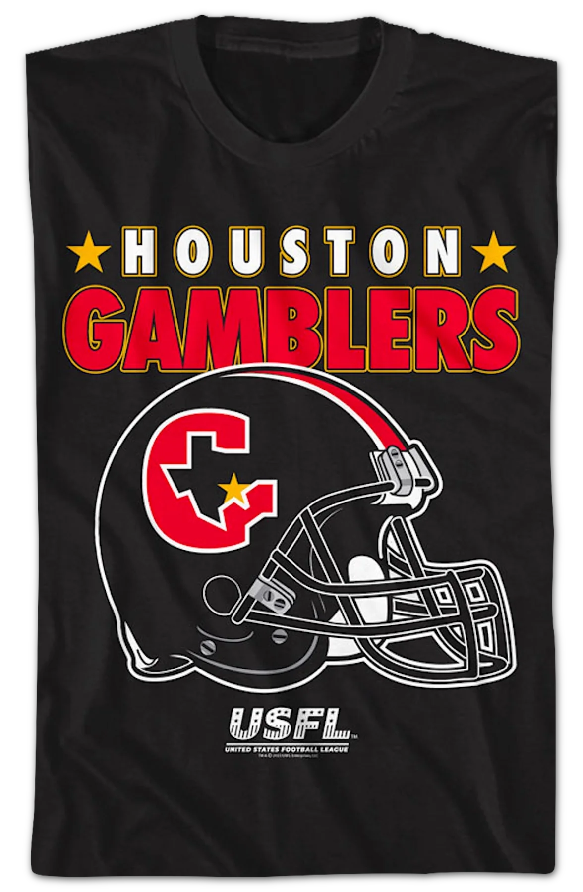 Houston Gamblers Logo & Helmet USFL T-Shirt - Image 2