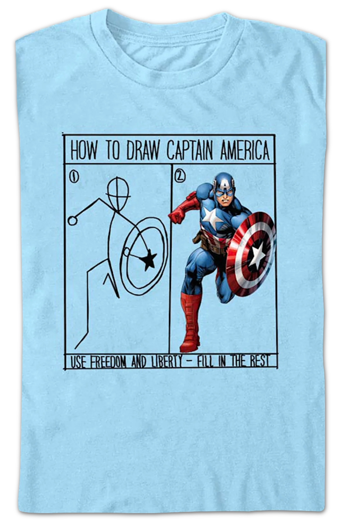 How To Draw Captain America Marvel Comics T-Shirt - Image 2