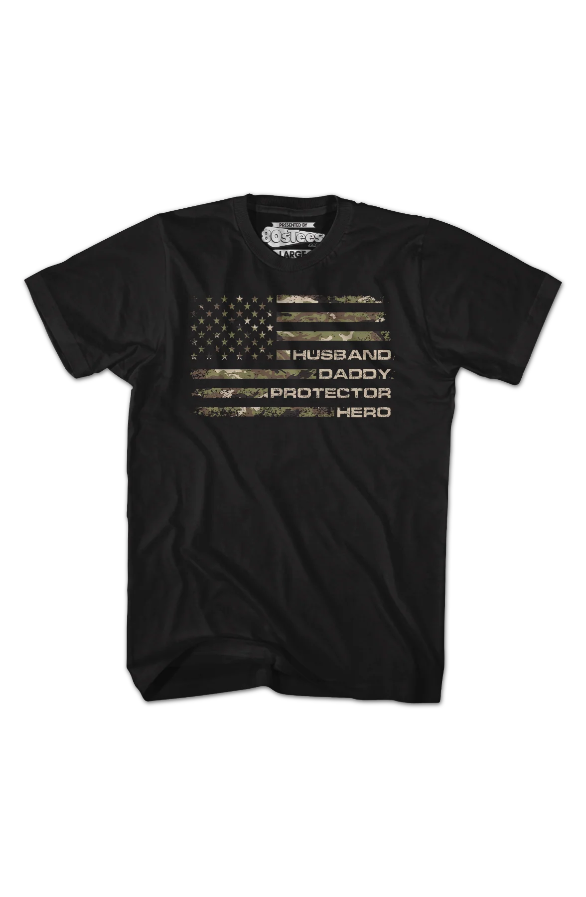 Husband Daddy Protector Hero Flag T-Shirt - Image 2