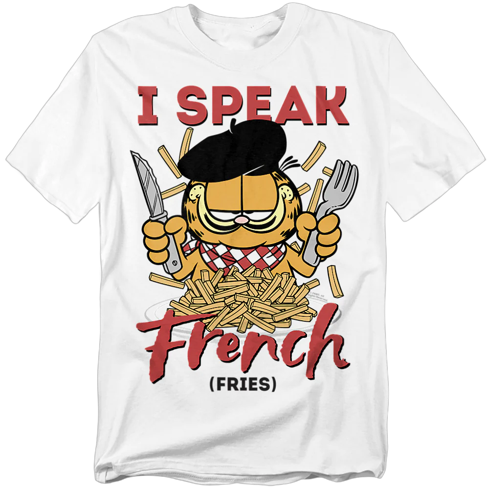 I Speak French Fries Garfield T-Shirt - Image 2