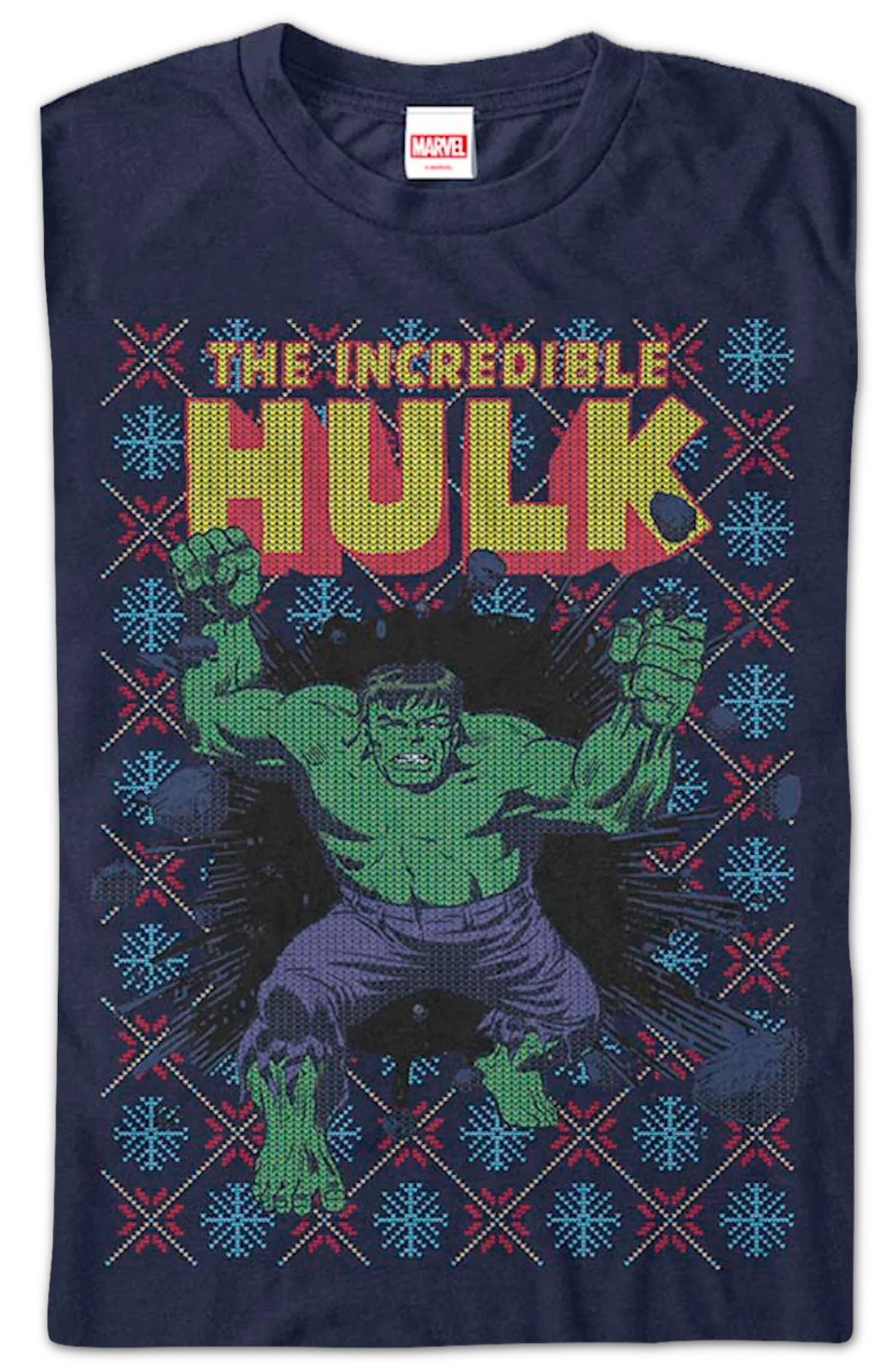 Incredible Hulk Faux Ugly Christmas Sweater Marvel Comics T-Shirt - Image 2