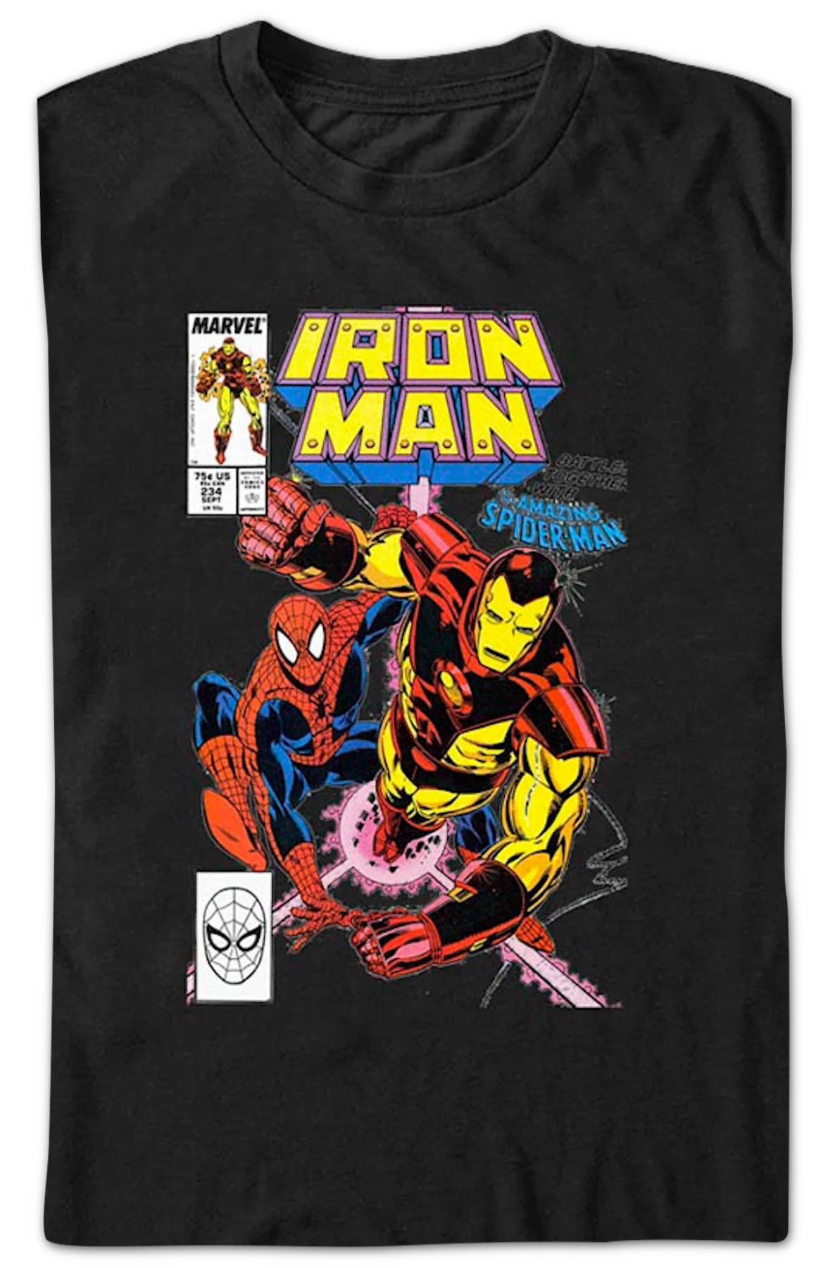 Iron Man And Spider-Man Comic Book Cover Marvel Comics T-Shirt - Image 2