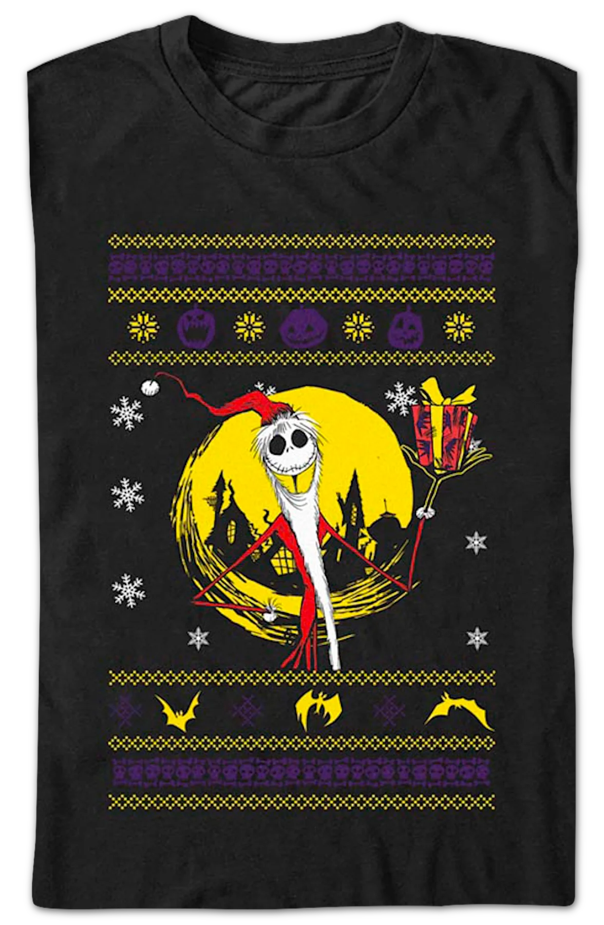 Jack Skellington Faux Ugly Sweater Nightmare Before Christmas T-Shirt - Image 2