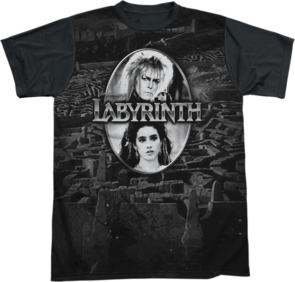 Jareth and Sarah Black and White Labyrinth T-Shirt