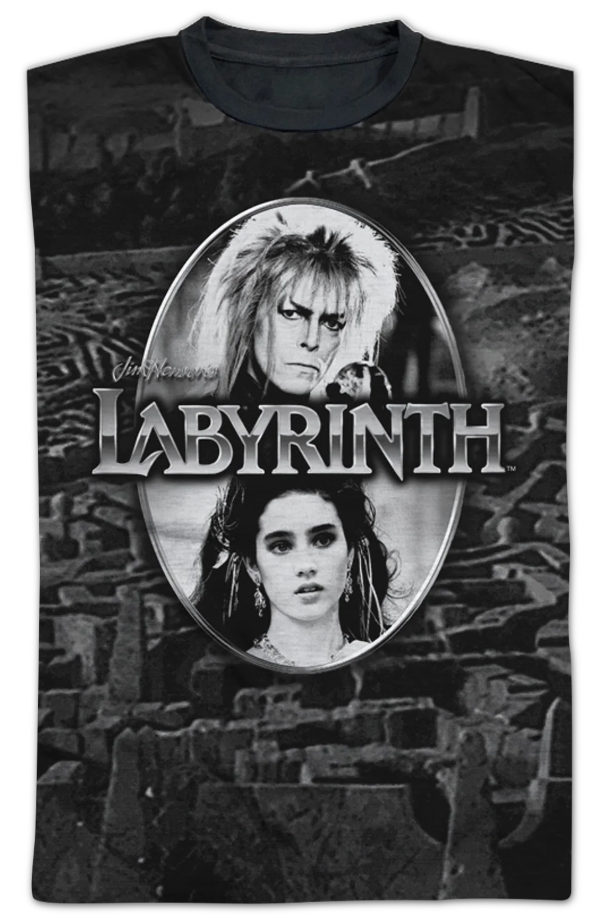 Jareth and Sarah Black and White Labyrinth T-Shirt - Image 2