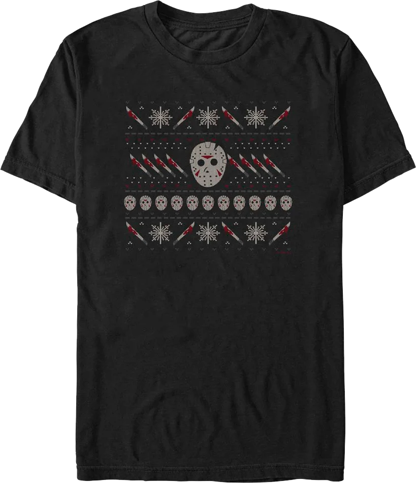 Jason Faux Ugly Christmas Sweater Friday the 13th T-Shirt