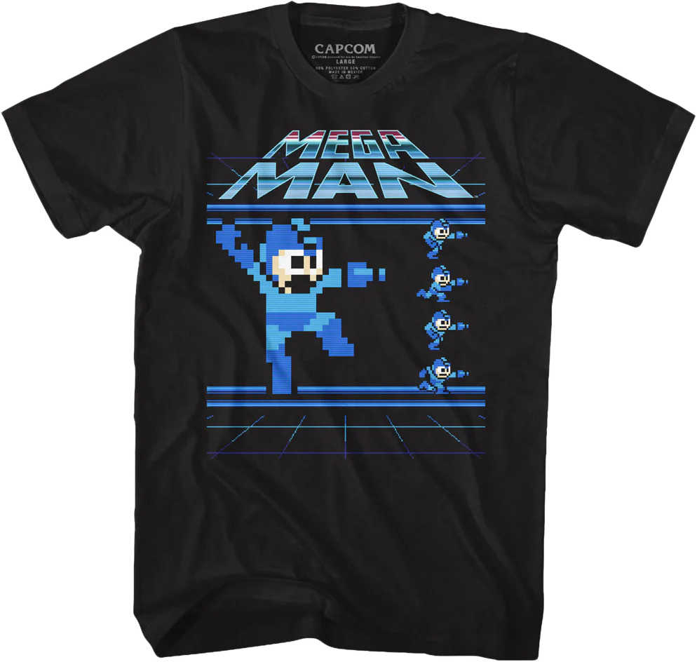 Jumping and Running Mega Man T-Shirt