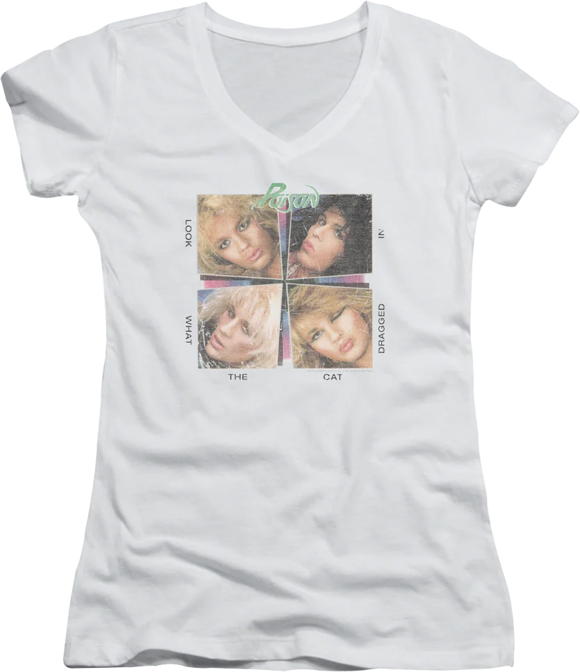 Junior Look What The Cat Dragged In Poison V-Neck Shirt