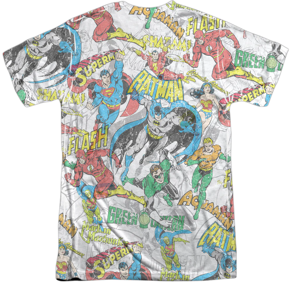 Justice League Front & Back Collage DC Comics T-Shirt - Image 3