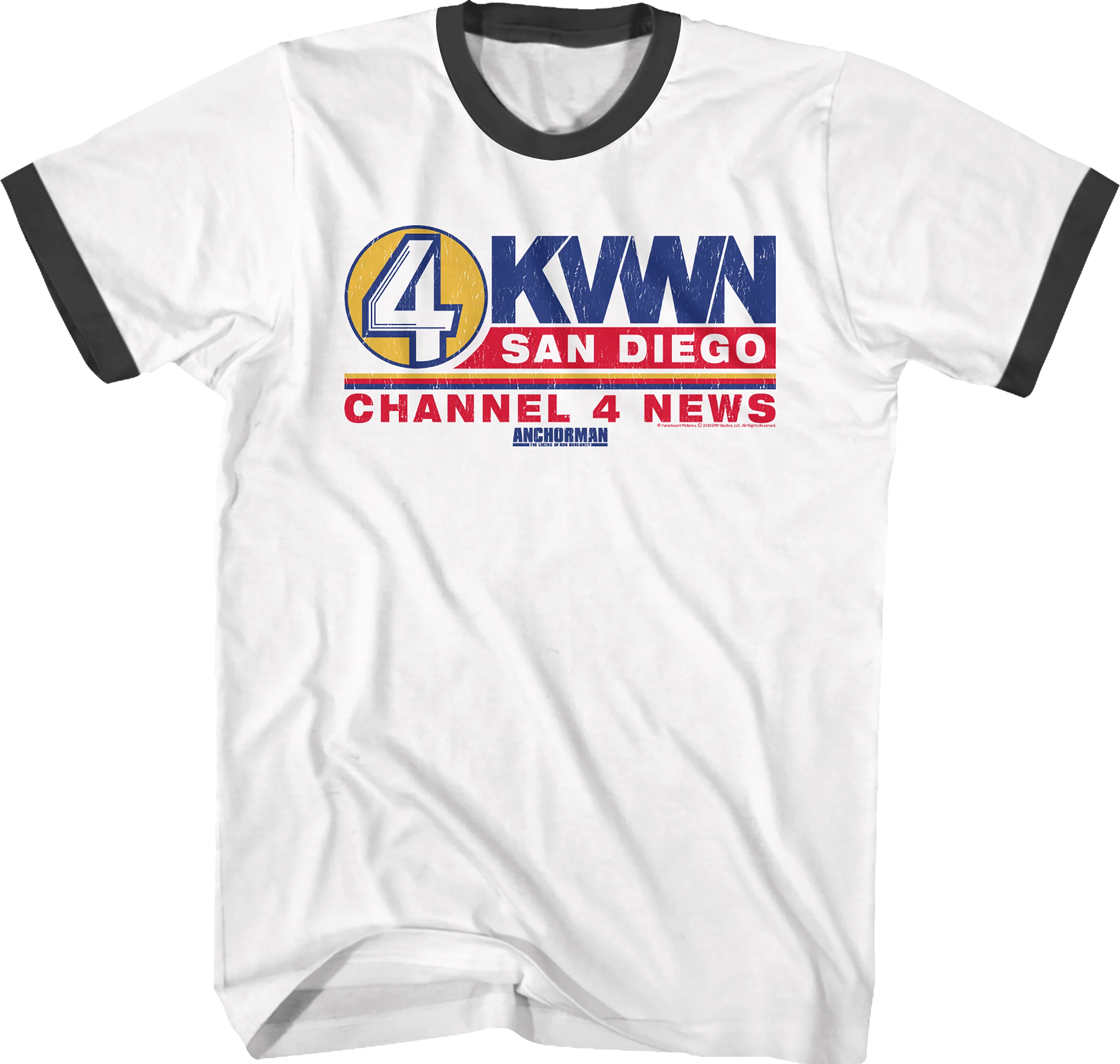 KVWN Channel 4 News Logo Anchorman Ringer Shirt