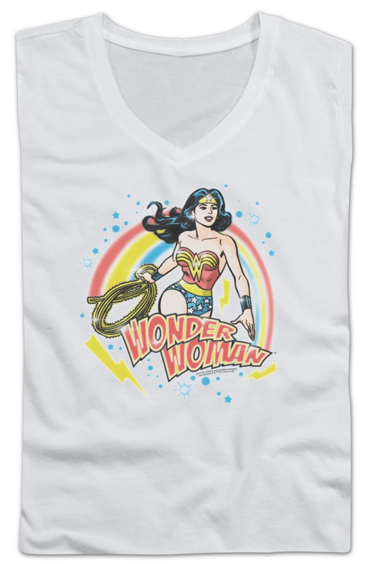 Ladies Airbrush Wonder Woman V-Neck Shirt - Image 2