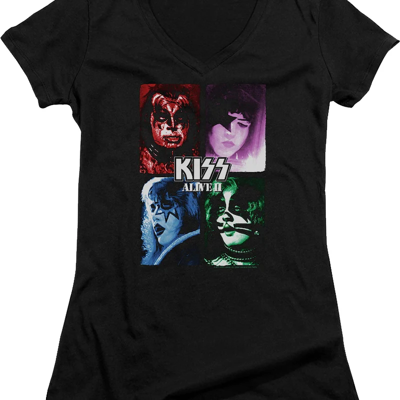 Ladies Alive II KISS V-Neck Shirt