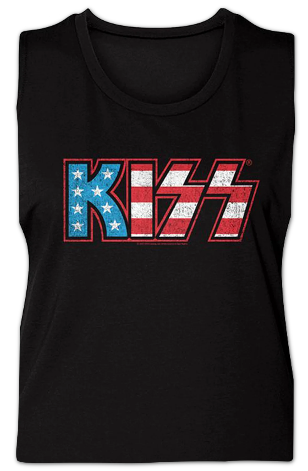 Ladies American Flag Logo KISS Muscle Tank Top - Image 2
