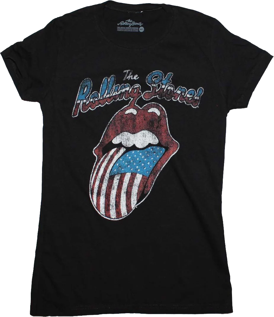 Ladies American Flag Tongue Rolling Stones Shirt
