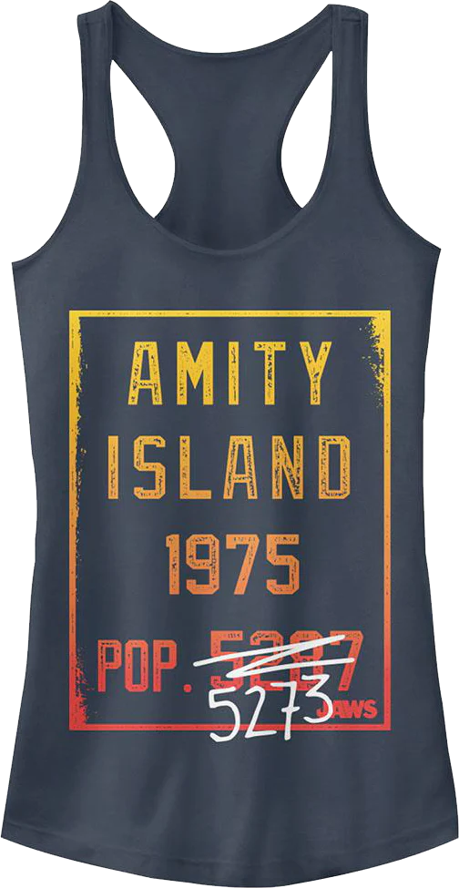 Ladies Amity Island Population Jaws Racerback Tank Top