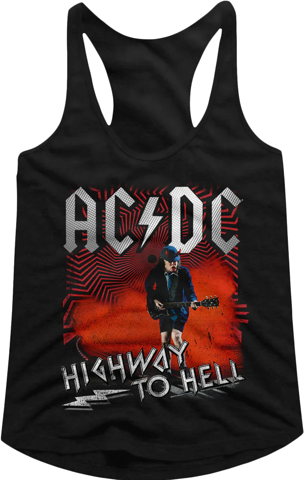 Ladies Angus Young Highway To Hell ACDC Racerback Tank Top
