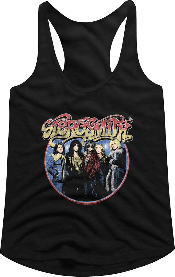 Ladies Band Photo Circle Aerosmith Racerback Tank Top