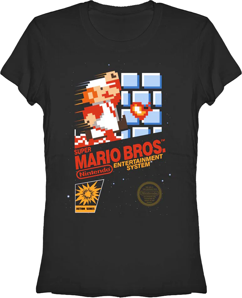 Ladies Cartridge Art Super Mario Brothers Shirt