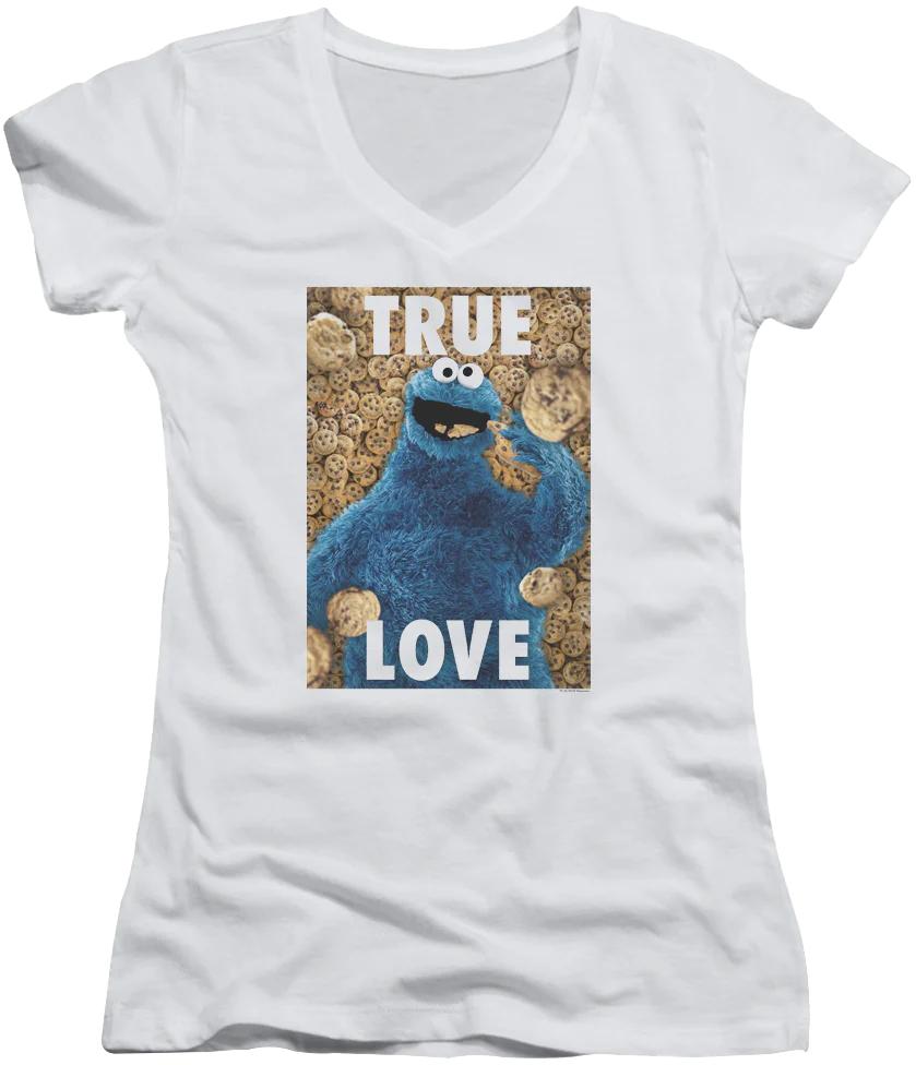 Ladies Cookie Monster True Love Sesame Street V-Neck Shirt
