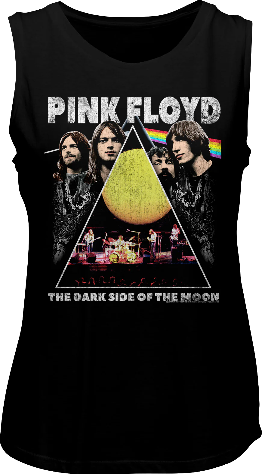 Ladies Dark Side of the Moon Collage Pink Floyd Muscle Tank Top