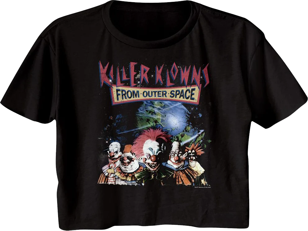 Ladies Distressed Killer Klowns From Outer Space Crop Top