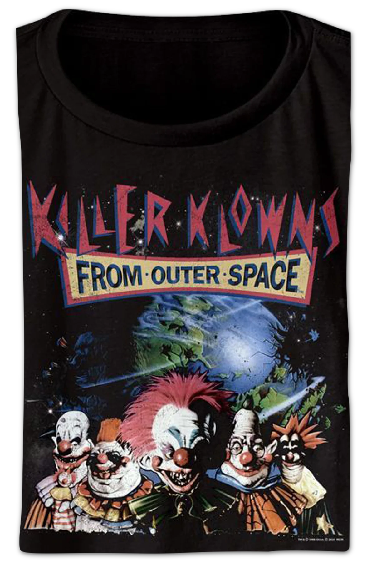 Ladies Distressed Killer Klowns From Outer Space Crop Top - Image 2