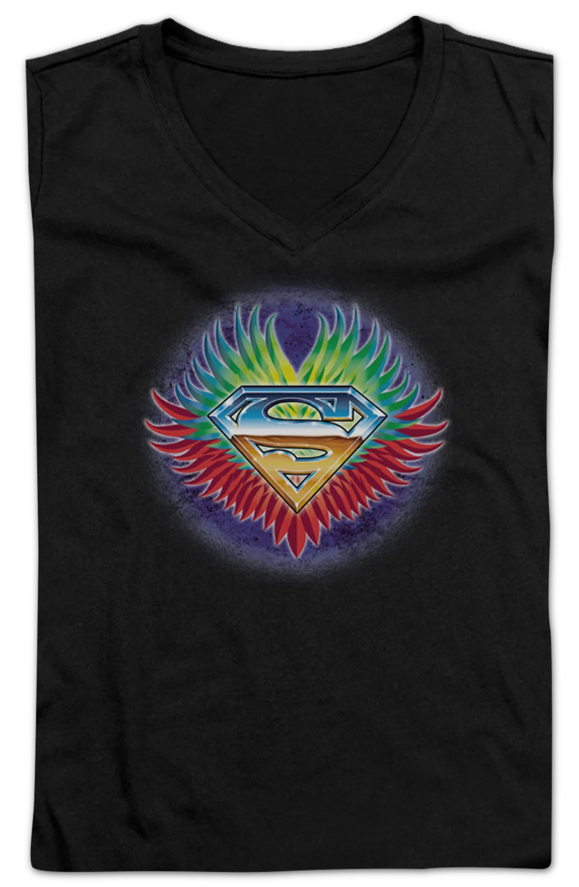 Ladies Don't Stop Believin' In Superman V-Neck Shirt - Image 2