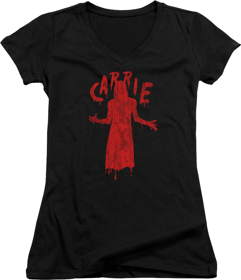 Ladies Dripping Blood Carrie V-Neck Shirt