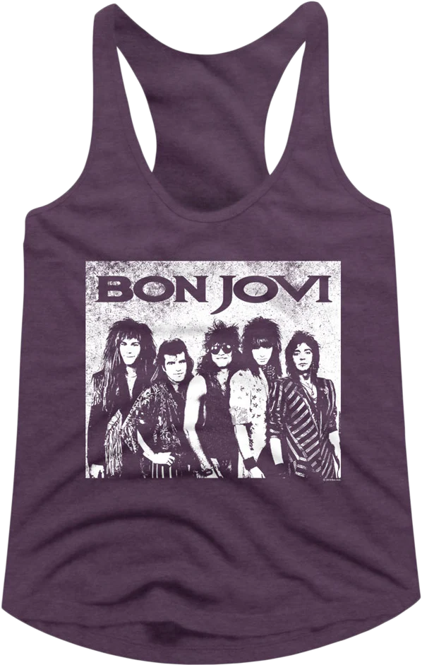 Ladies Group Photograph Bon Jovi Racerback Tank Top