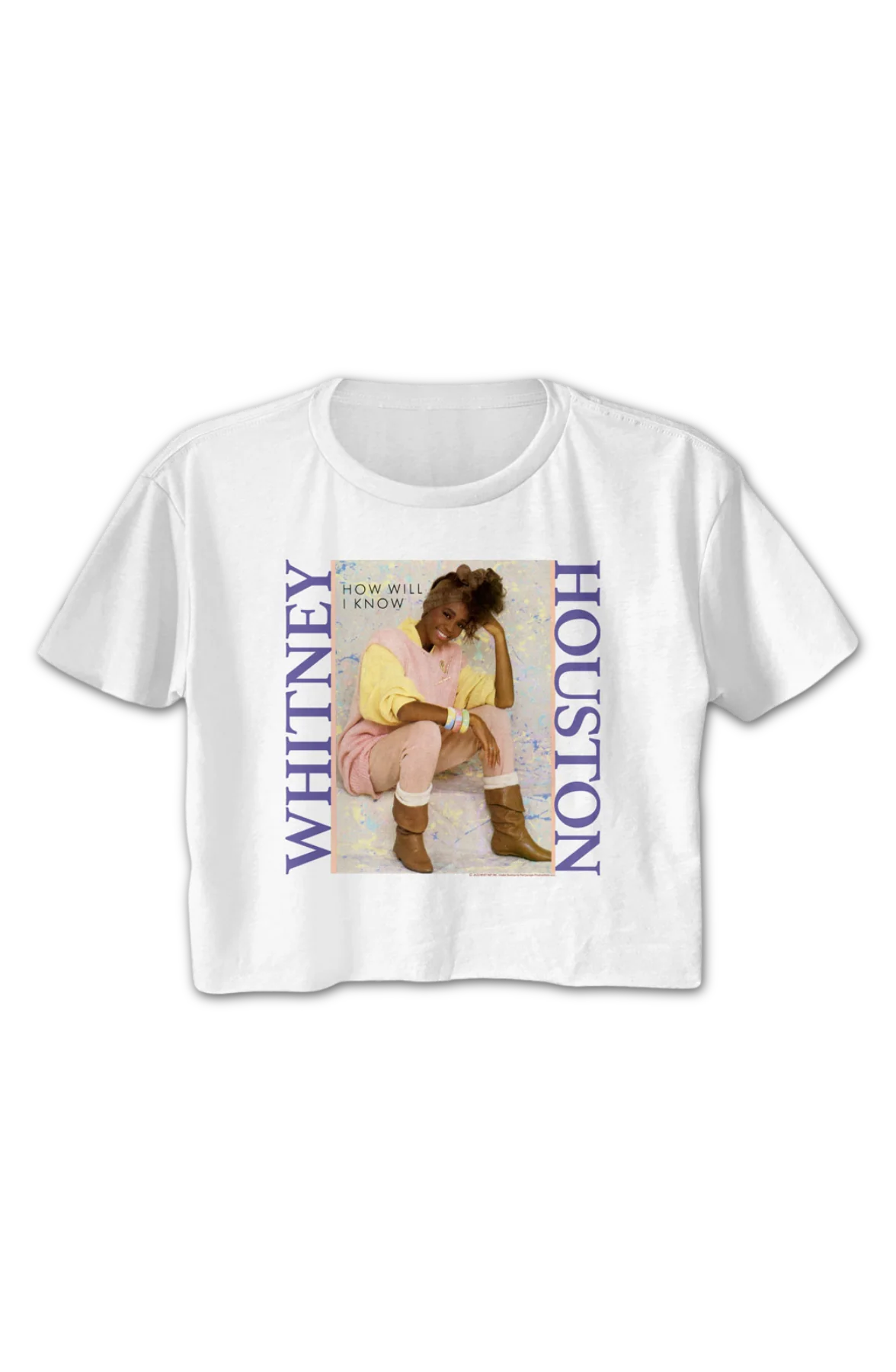 Ladies How Will I Know Single Cover Whitney Houston Crop Top - Image 2