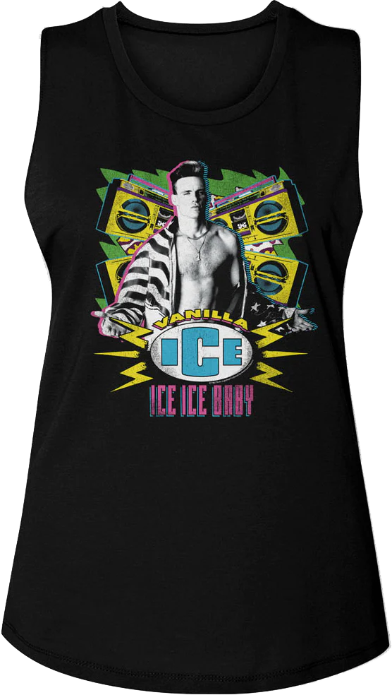 Ladies Ice Ice Baby Stereos Vanilla Ice Muscle Tank Top