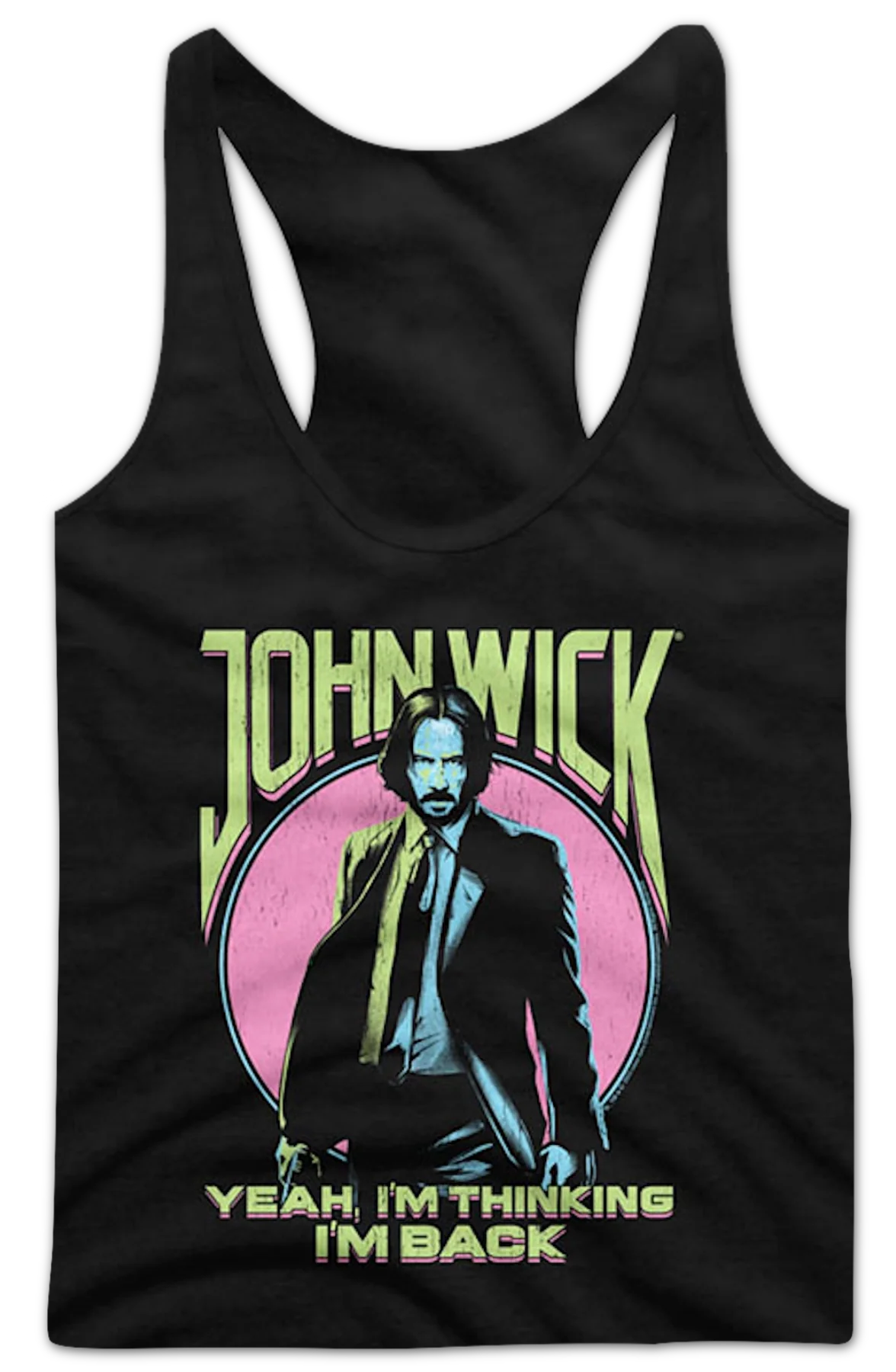 Ladies I'm Thinking I'm Back John Wick Racerback Tank Top - Image 2