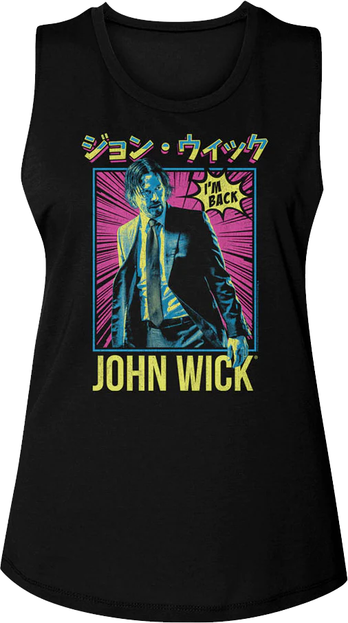 Ladies Japanese Poster John Wick Muscle Tank Top