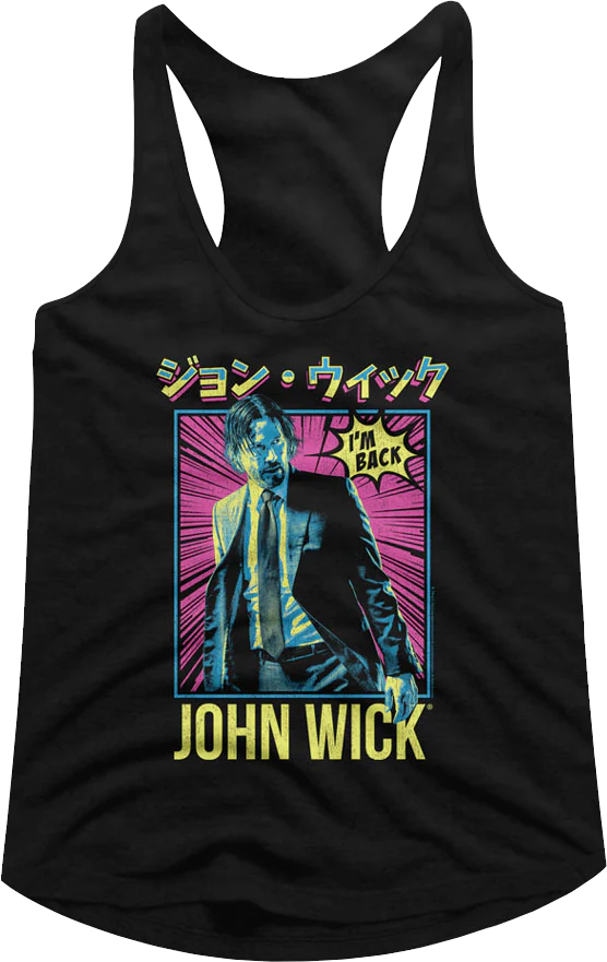 Ladies Japanese Poster John Wick Racerback Tank Top