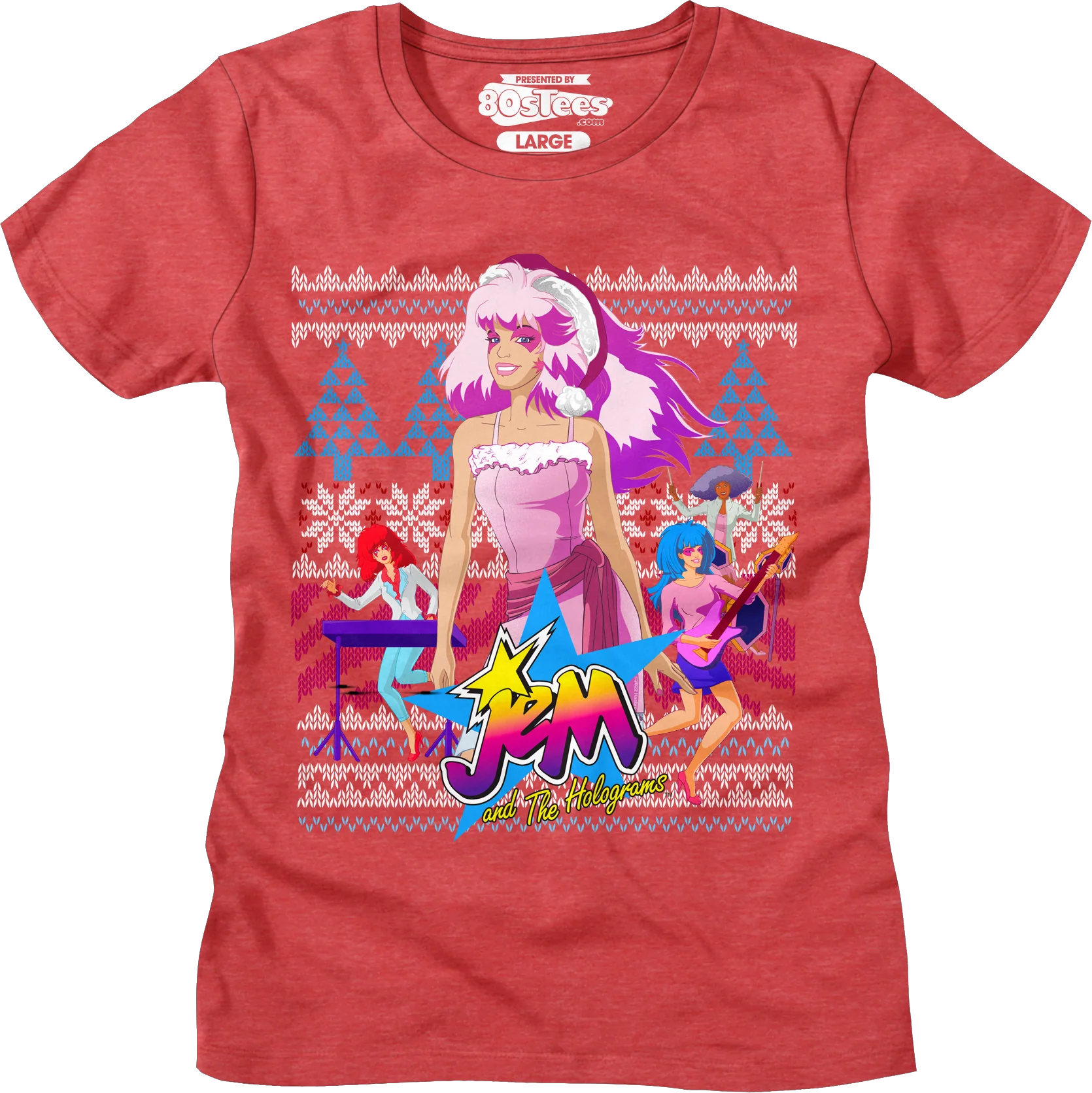 Ladies Jem and the Holograms Faux Knit Christmas Shirt
