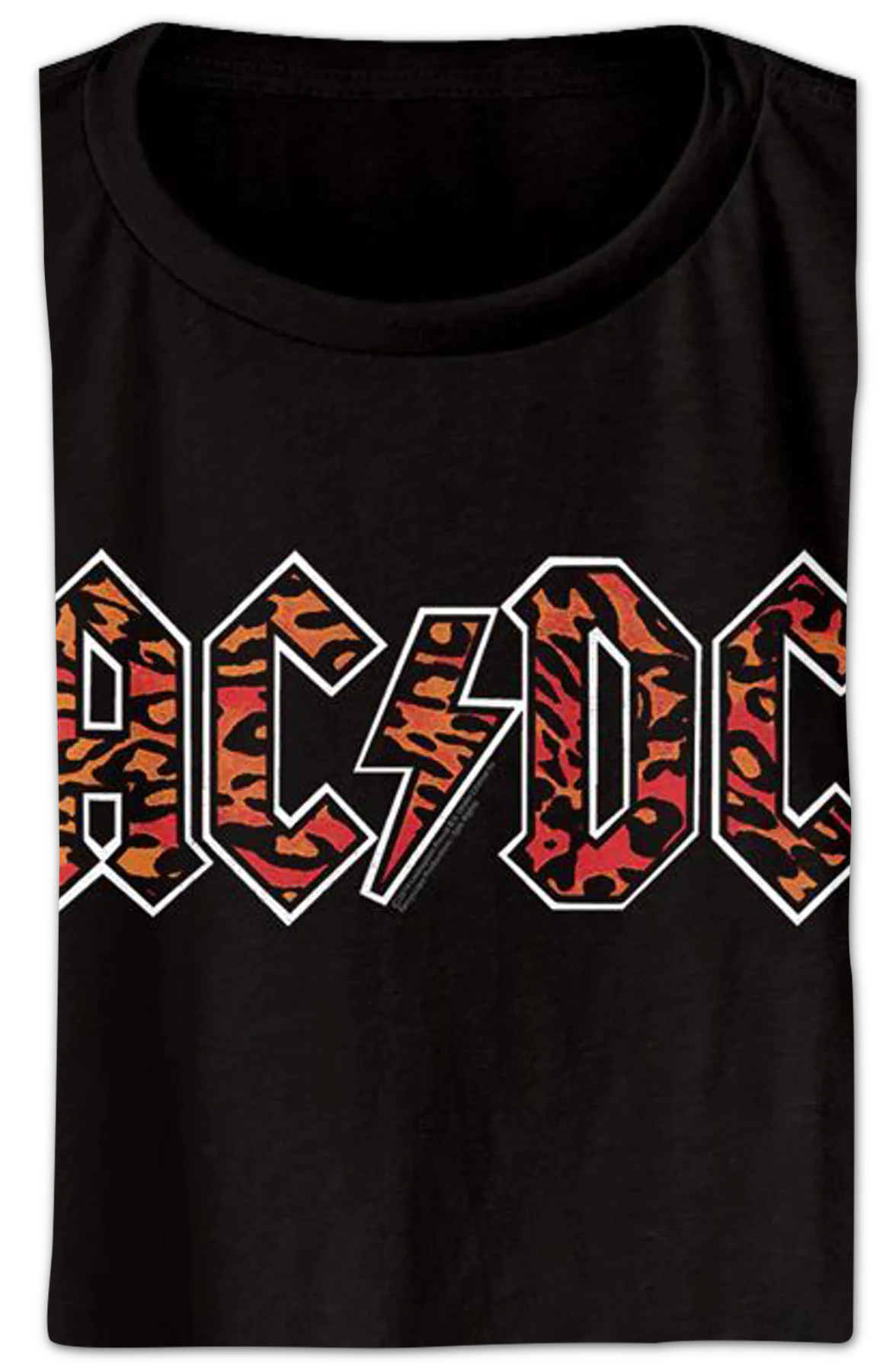 Ladies Leopard Print Logo ACDC Crop Top - Image 2