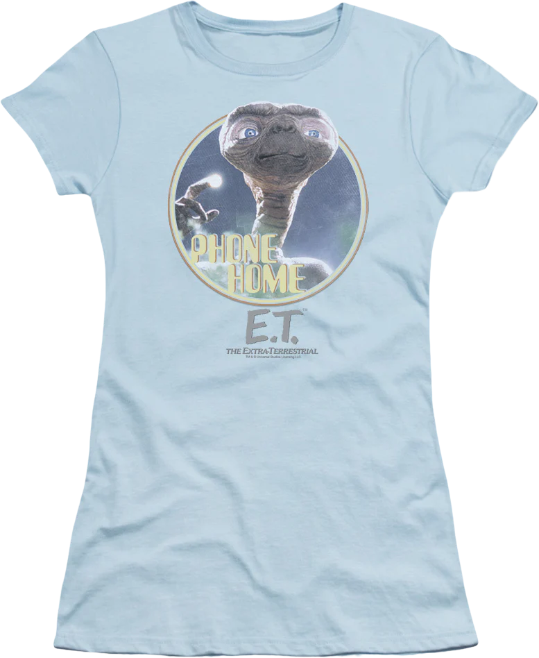 Ladies Light Blue Phone Home ET Shirt