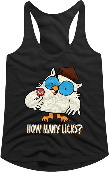 Ladies Mr. Owl How Many Licks Tootsie Pop Racerback Tank Top