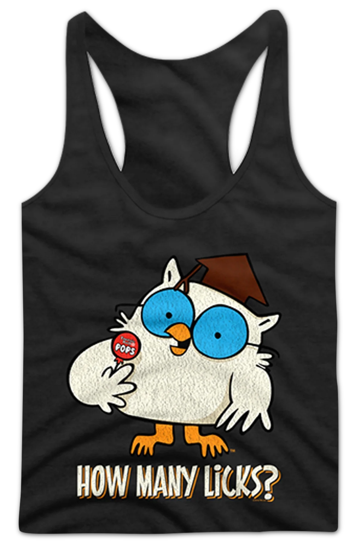 Ladies Mr. Owl How Many Licks Tootsie Pop Racerback Tank Top - Image 2