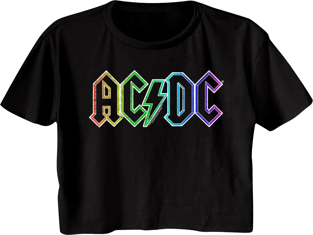 Ladies Neon Logo ACDC Crop Top