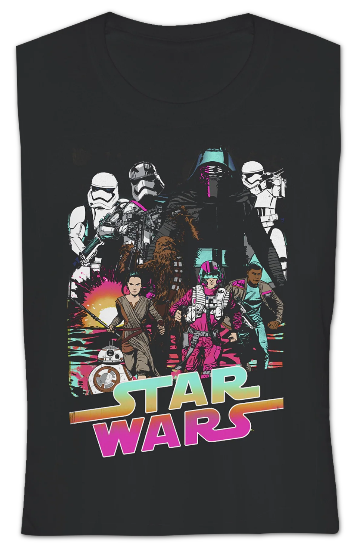 Ladies Neon Star Wars The Force Awakens Shirt - Image 2