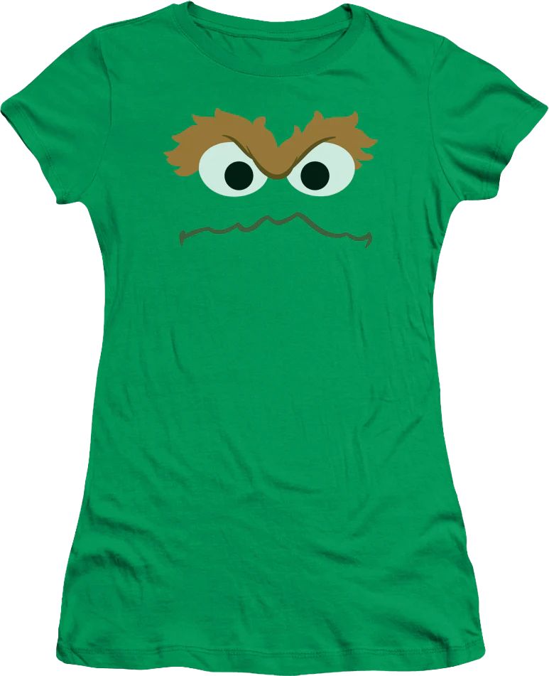 Ladies Oscar The Grouch Face Sesame Street Shirt