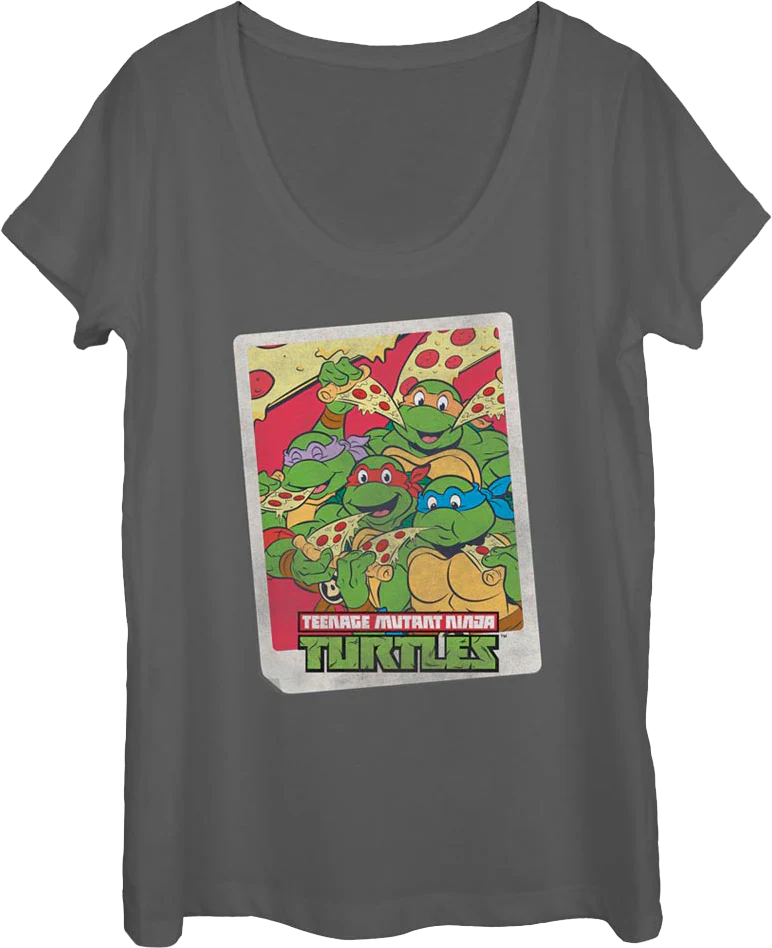 Ladies Pizza Party Teenage Mutant Ninja Turtles Scoopneck Shirt