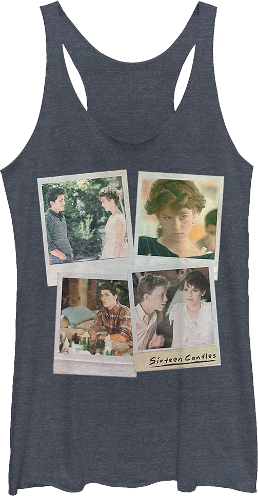 Ladies Polaroids Sixteen Candles Racerback Tank Top