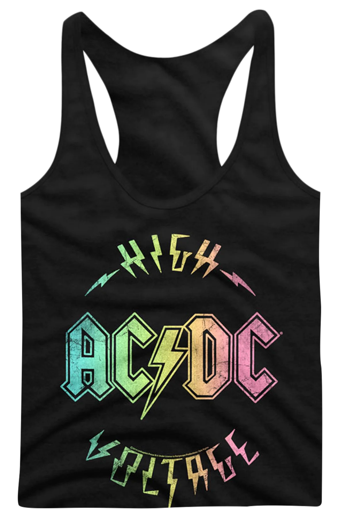 Ladies Rainbow High Voltage ACDC Racerback Tank Top - Image 2