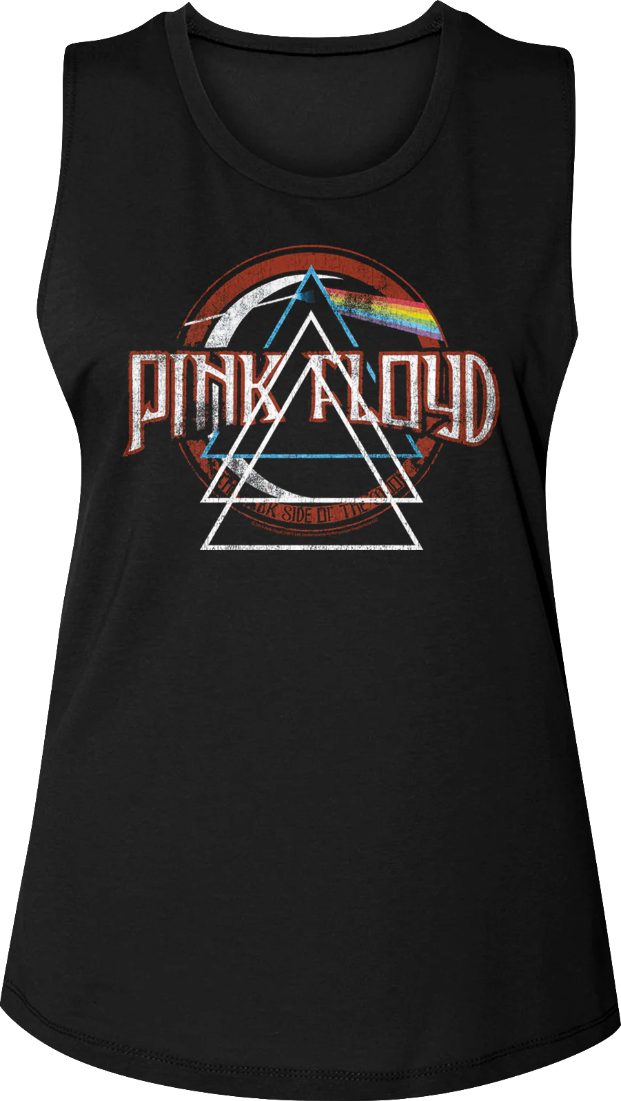 Ladies Repeated Prism Dark Side of the Moon Pink Floyd Muscle Tank Top